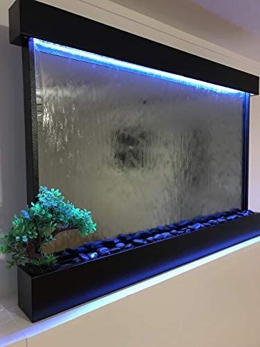 Водопад по стеклу декоративный для интерьера, водно-пузырьковые панели, водяные панели - фотография