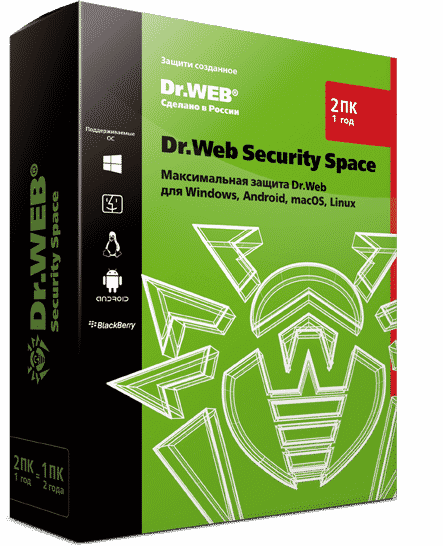 Dr.Web Security Space — лицензия на 1 год на 2 ПК - фотография