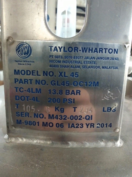 КИСЛОРОД Криогенные цилиндры TAYLOR-WHARTON Модель № XL-45 - фотография